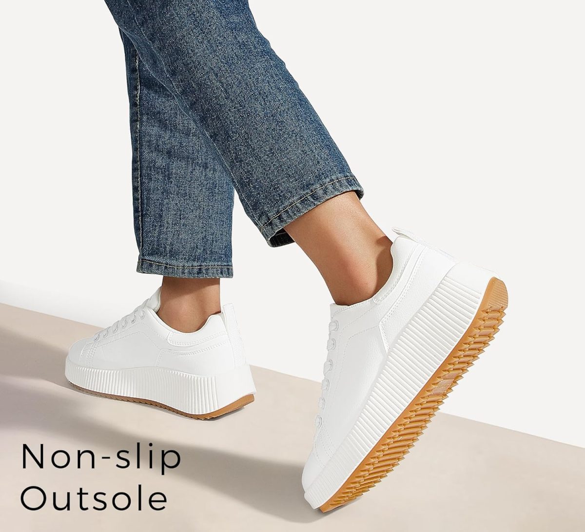 ⁦LUCKY STEP Women's Platform Sneakers Rhinestone Fashion Chunky Casual Sparkly Retro Braided Walking Shoes⁩ - الصورة ⁦4⁩