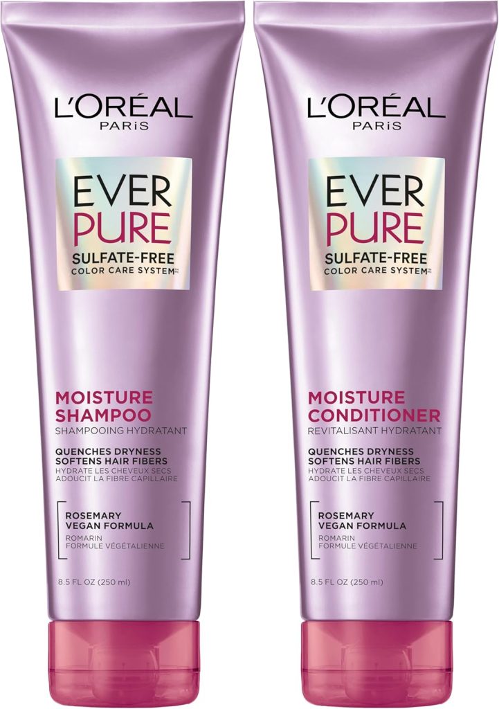 L'Oréal Paris EverPure Moisture Sulfate Free Shampoo and Conditioner for Color-Treated Hair, 8.5 Ounce (Set of 2)