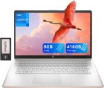 HP 17.3" HD+ BrightView Laptop, Intel Celeron N4120, 8GB RAM, 416GB Storage (256GB SSD + 160GB Docking Station Set), Intel UHD Graphics, Full-Size Keyboard, Webcam, Wi-Fi, Windows 11 Home, Rose Gold