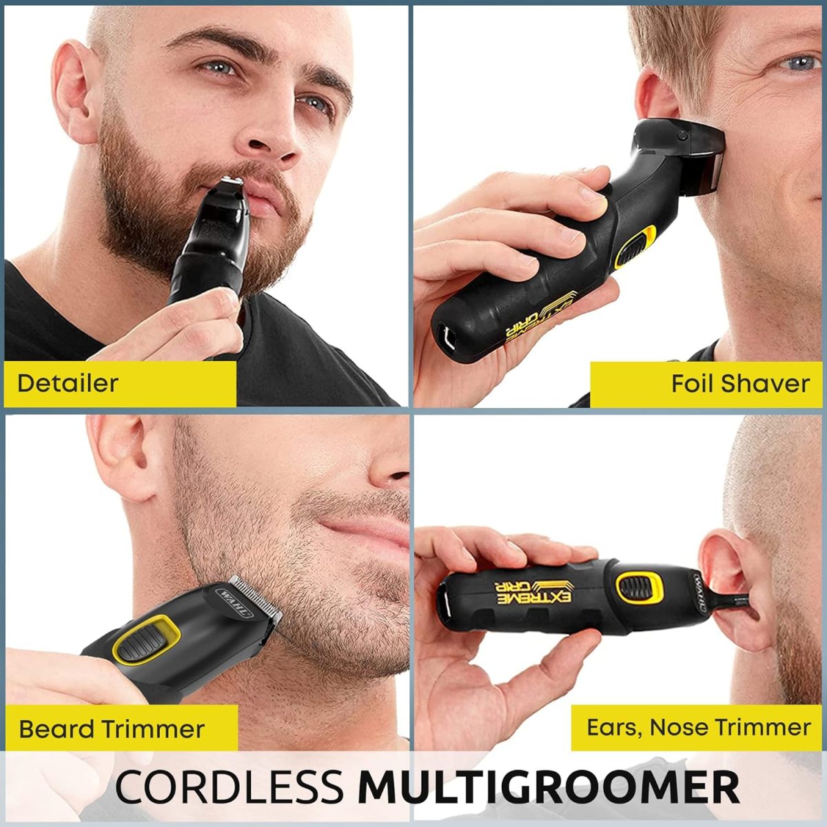 ⁦WAHL Extreme Grip 4-in-1 Multi-Grooming Trimmer for Men | High-Performance Stainless-Steel Blades | 12 Guide Combs with Adjustable Lengths (0.5mm-11mm) | 120 Min Runtime (9893-1927)⁩ - الصورة ⁦7⁩