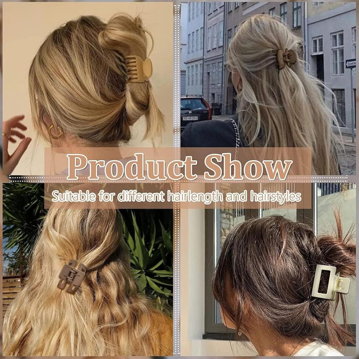 ⁦Hair Claw Clips, 8 Pack Double Row Teeth Hair Clips No Slip Hair Clamps hair Accessories for Women Girls⁩ - الصورة ⁦6⁩