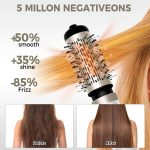 ⁦OKWRAP Rotating Hot Air Brush, Blow Dryer Brush Rotating with 2 Attachments for Drying, Smoothing, Shaping and Volume, Round Blow Dryer Brush, Rotating Warm Air Brush for Fine Hair Helps Dabe⁩ - الصورة ⁦6⁩