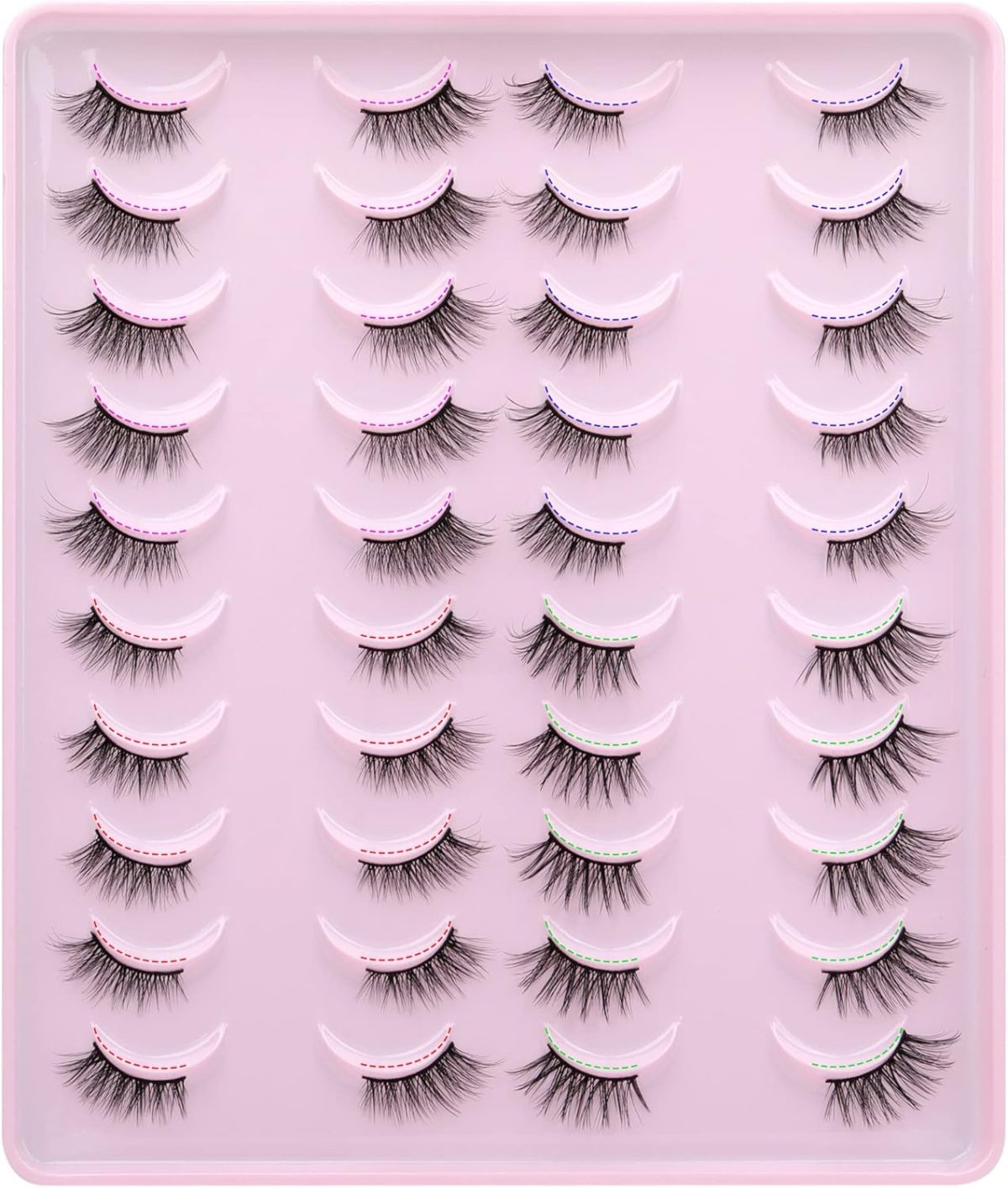 Yawamica Half Lashes Natural Look Fluffy False Eyelashes Wispy 4 Styles Cat Eye Lashes 3D Natural Volume Accent Lashes 20 Pairs Pack by