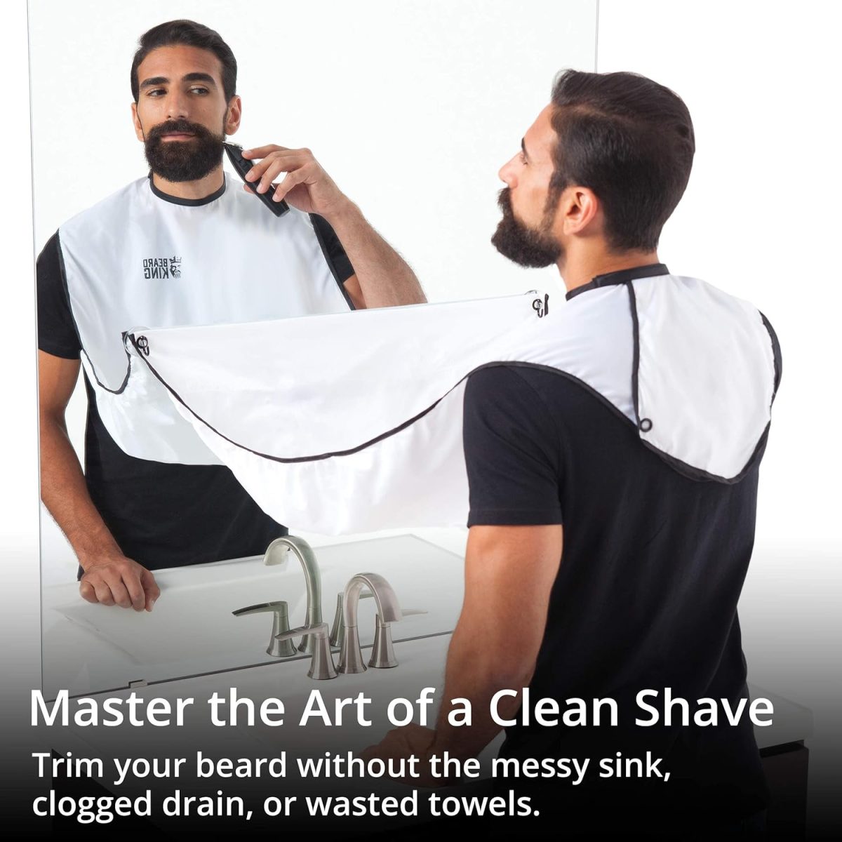 ⁦Beard King Beard Bib Hair Catcher - Mens Apron for Shaving, Shaping, Trimming, Grooming⁩ - الصورة ⁦2⁩