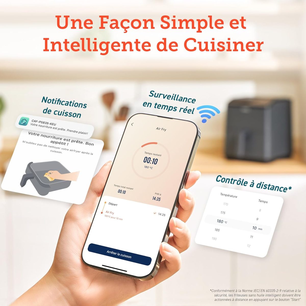 ⁦COSORI Smart Air Fryer Oven Dual Blaze 6.4L, Double Heating Elements, Cookbook, No Shaking & No Preheating, APP Control, 12 Functions, Air Fry, Roast, Bake, Reheat, Dishwasher Safe⁩ - الصورة ⁦5⁩