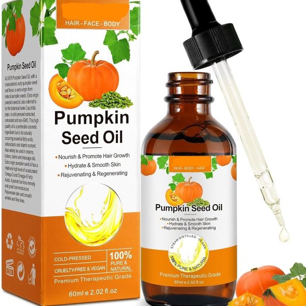 ALIVER UEPETU Hair Grow Oil 60ml, Pumpkin Seed Oil Serum for Hair Growth , Carrier Oil for Face Nails Body Skin, Ideal for Aromatherapy and Massage Base Oil