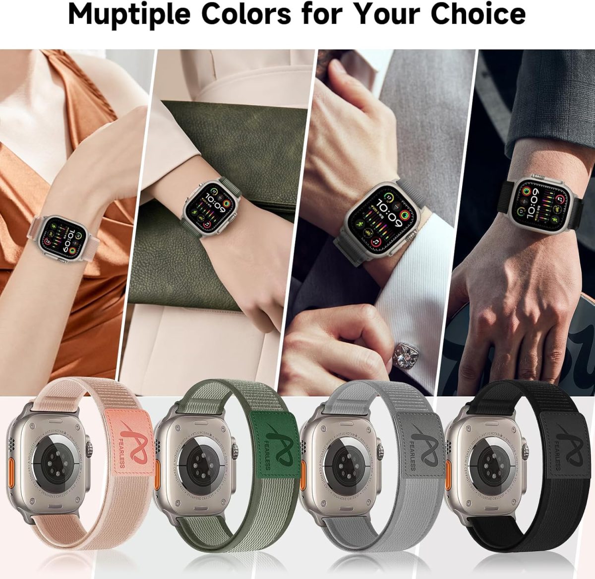 ⁦EURCRBU Compatible with Apple Watch strap 42mm 44mm 45mm 49mm band, soft nylon woven Velcro adjustable sports strap, suitable for Watch Ultra/Ultra 2 series 9 8 7 6 5 4 3 2 1 SE⁩ - الصورة ⁦7⁩