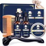 Jurgen K Beard Growth Kit - Beard Kit with Beard Growth Oil (2 Packs), Balm, Comb, Shaving Soap Bowls, Massager for Patchy Beard, Birthday & Christmas Gifts for Men