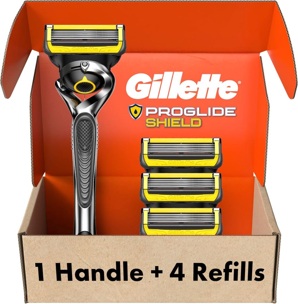 Gillette ProGlide Shield Men's Razor Handle + 4 Blade Refills, Holiday Gifts for Men
