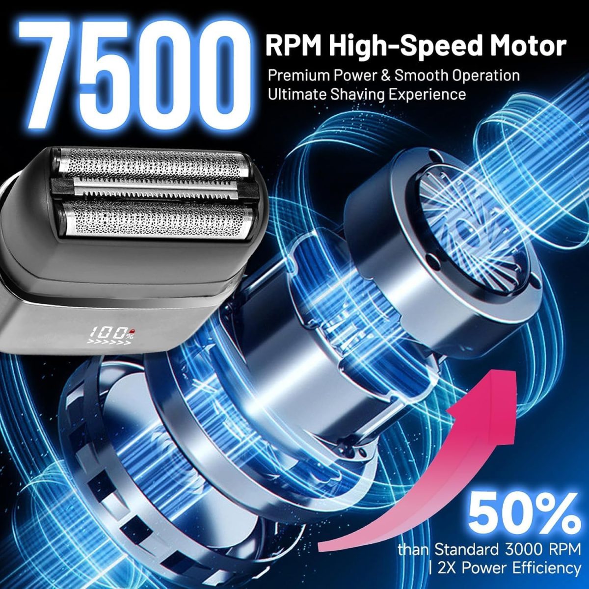 ⁦[Upgrade] Electric Foil Shavers for Men, Mini Electric Razor, Compact Face Shaver, IPX7 Waterproof Wet Dry Cordless Razor, LED Display, USB-C Fast Rechargeable⁩ - الصورة ⁦2⁩
