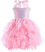 Tutu Dress for Girls Sequin Tulle Black White Pink Birthday Party Dresses for Toddler Kids Princess Fancy Sparkly Prom Outfit