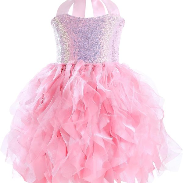 Tutu Dress for Girls Sequin Tulle Black White Pink Birthday Party Dresses for Toddler Kids Princess Fancy Sparkly Prom Outfit