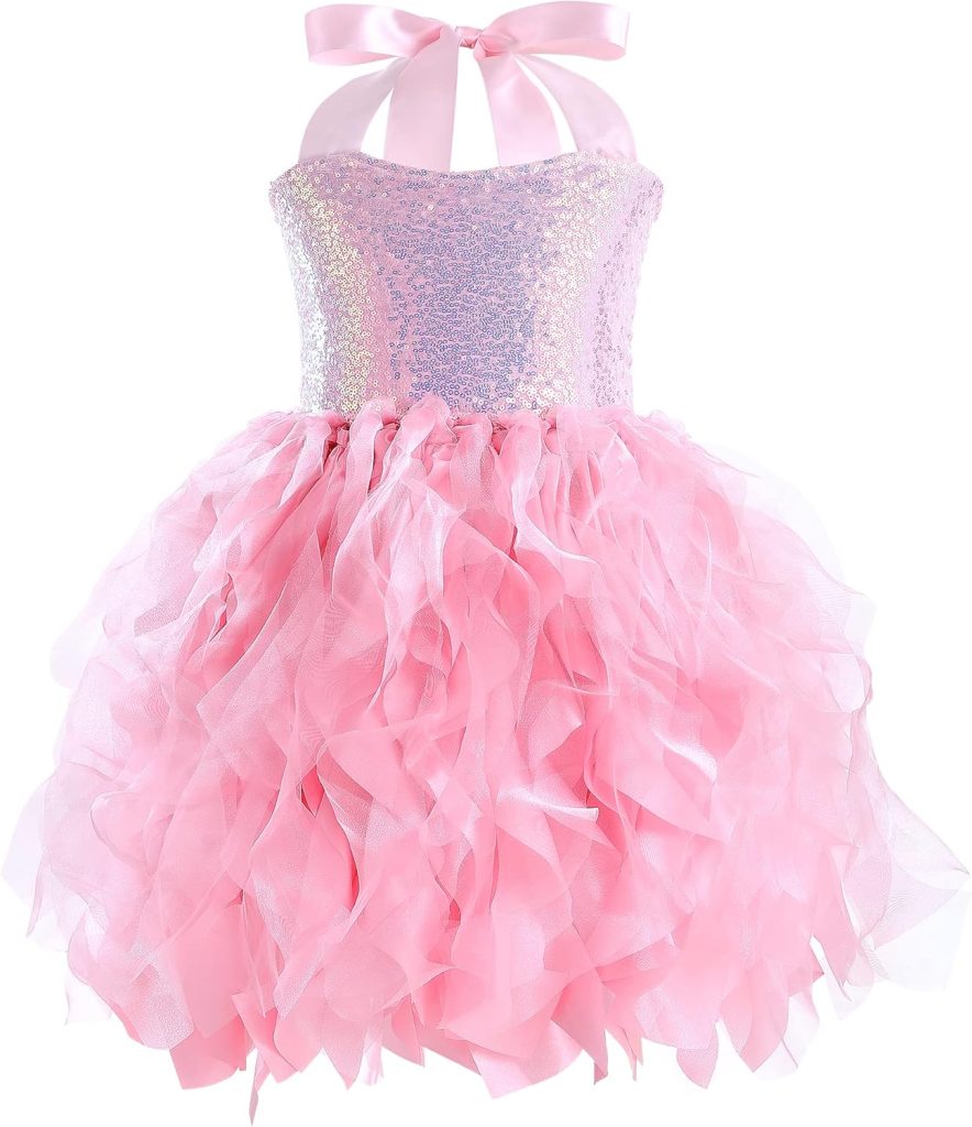Tutu Dress for Girls Sequin Tulle Black White Pink Birthday Party Dresses for Toddler Kids Princess Fancy Sparkly Prom Outfit
