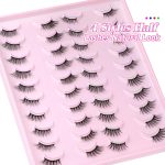 ⁦Yawamica Half Lashes Natural Look Fluffy False Eyelashes Wispy 4 Styles Cat Eye Lashes 3D Natural Volume Accent Lashes 20 Pairs Pack by⁩ - الصورة ⁦2⁩