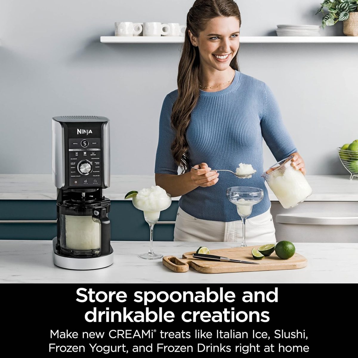 ⁦Ninja XSKPNTLTD2 CREAMi Deluxe Pints and Lids 2 Pack, Compatible with NC500 Series Ninja Creami Deluxe ice Cream Makers, BPA-Free & Dishwasher Safe, Coral & Yellow Lids⁩ - الصورة ⁦7⁩