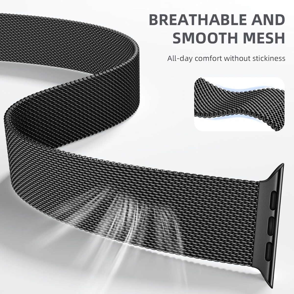 ⁦Upeak Band Compatible with Apple Watch Ultra 2/Ultra 49mm, Stainless Steel Mesh Loop Band with Parachute-style Buckle for Apple Watch Series 10 46mm, 9/8/7 45mm, SE2/SE/6/5/4 44mm, 3/2/1 42mm⁩ - الصورة ⁦6⁩