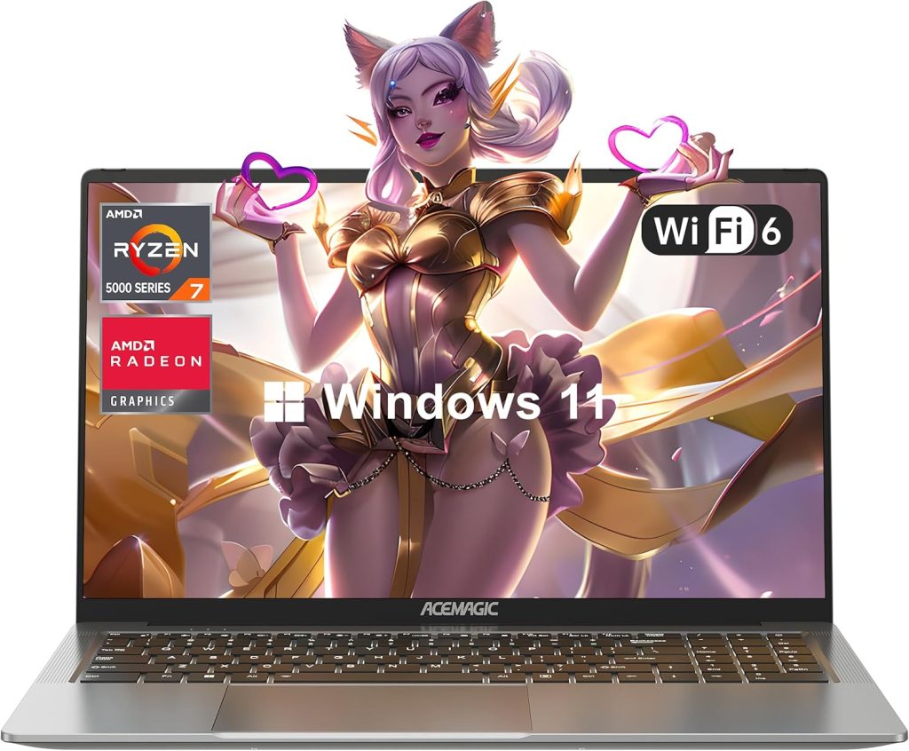 ACEMAGIC 2025 Laptop, Laptop with AMD Ryzen 7 5700U (8C/16T, Up to 4.3GHz), 16GB RAM 512GB NVMe SSD Laptop Computer, Radeon RX Vega 8 Graphics, 16.1-inch FHD Display, WiFi 6, Backlit KB