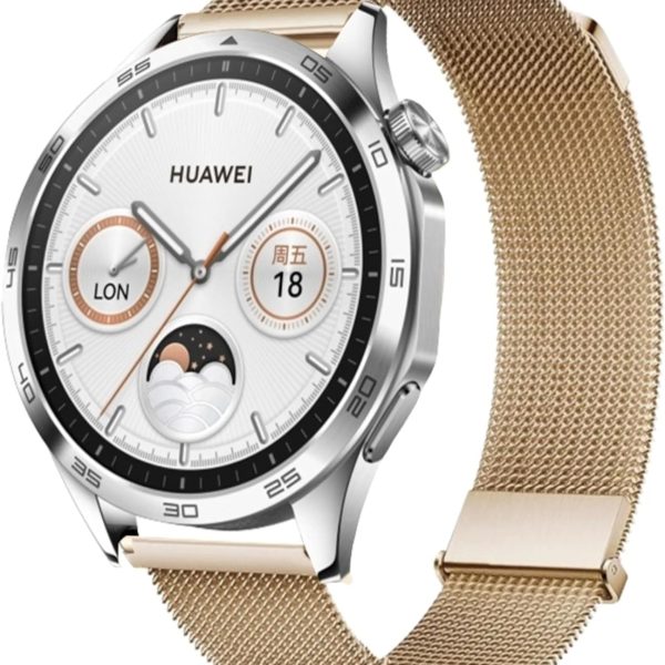 NESLIN Milanese Band Compatible with Huawei Watch GT5/GT5 Pro 2024/GT4 46mm/Watch 4/4 Pro 46mm/GT3/GT3 Pro/GT2 Pro/GT2 46mm/GT Runner Stap, 22mm Stainless Steel Replacement Strap