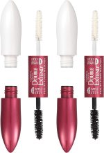 L'Oreal Paris Makeup Double Extend Tubing Mascara, Lengthening 2 Step Mascara, Smudgeproof, Black, Pack of 2