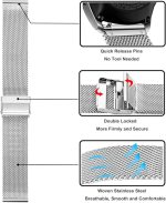 ⁦NESLIN Milanese Band Compatible with Huawei Watch GT5/GT5 Pro 2024/GT4 46mm/Watch 4/4 Pro 46mm/GT3/GT3 Pro/GT2 Pro/GT2 46mm/GT Runner Stap, 22mm Stainless Steel Replacement Strap⁩ - الصورة ⁦3⁩