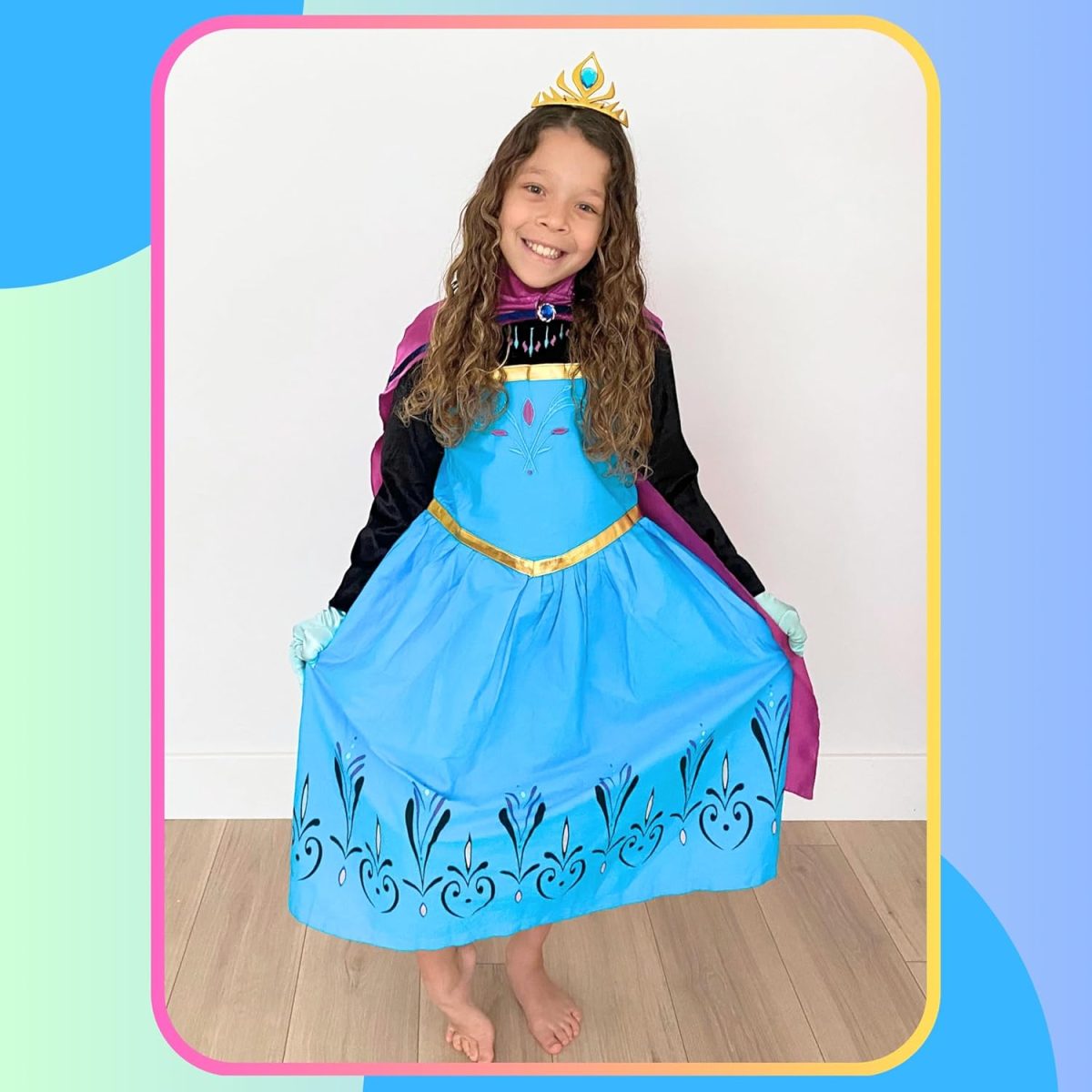 ⁦Cokos Box Girls Coronation Dress Costume Cape Gloves Tiara Crown Accessories Set⁩ - الصورة ⁦8⁩