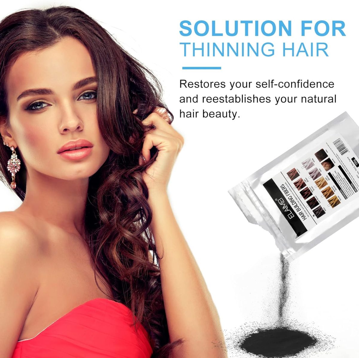 ⁦ALIVER Hair Fibers Spray Refill Powder 100 Grams,Black,Thinning Fine Hair Loss Concealer,Undetected & Unscented,Refill Exsiting Shaker Bottle⁩ - الصورة ⁦8⁩