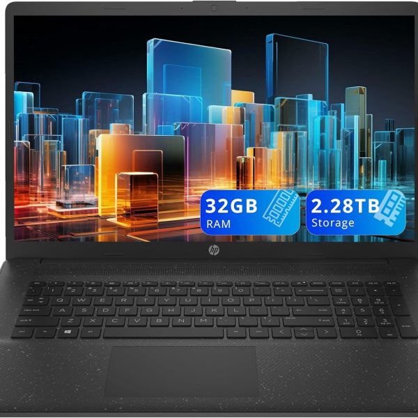 HP 17.3" HD+ Business Laptop, Intel i5-1334U, 32GB RAM, 2.28TB Storage(2TB SSD+288GB Docking Station Set), Intel Iris Xe Graphics, Full Size Keyboard, Wi-Fi 6, 720p HD Camera, Win 11, Jet Black