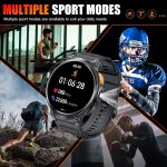 ⁦Military Smart Watches for Men with LED Flashlight 1.85" Large Screen 730mAh Big Battery Activity Tracker with Bluetooth Call Sport Modes Health Monitor Outdoor Tactical Smartwatch for iPhone Android⁩ - الصورة ⁦6⁩