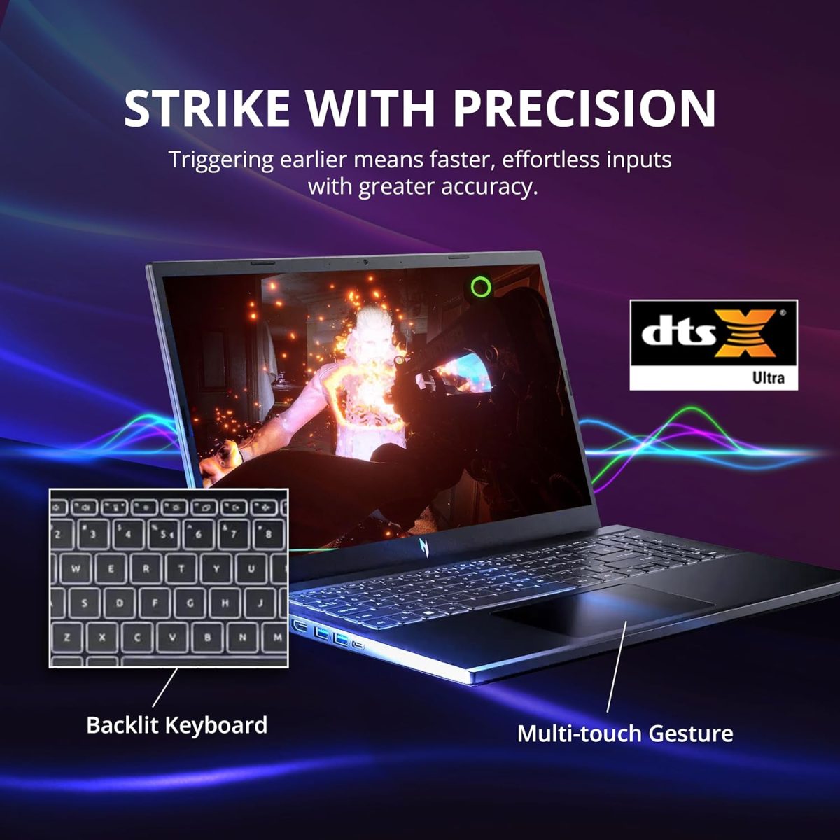⁦acer Nitro V 15 15.6" FHD IPS 144Hz Gaming Laptop, Intel i9-13900H, 32GB DDR5, 1TB SSD, GeForce RTX 4060 8GB GDDR6, Backlit Keyboard, Wi-Fi 6, Win 11 Pro, Black, 256GB Docking Station Set⁩ - الصورة ⁦6⁩