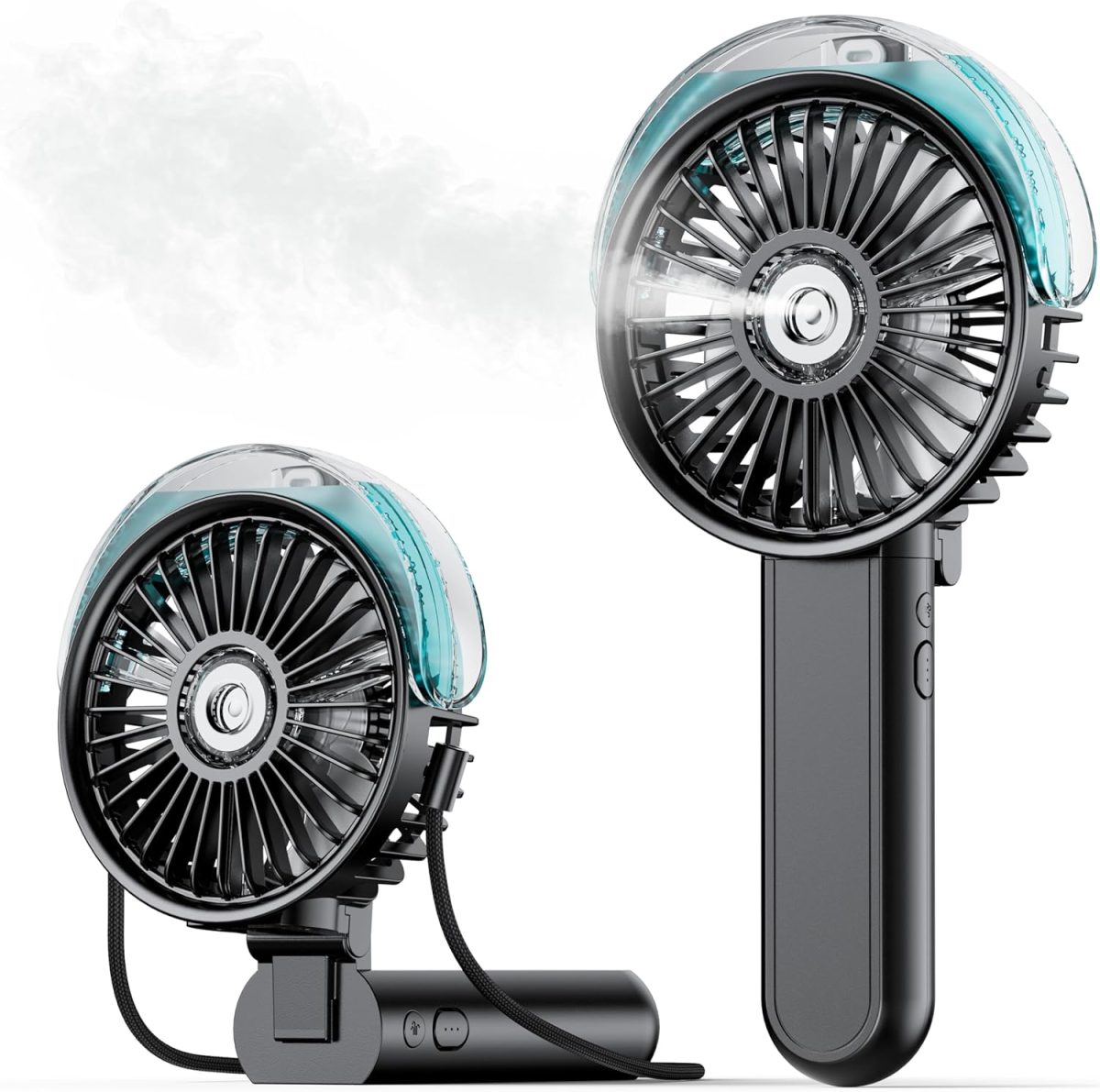 SWEETFULL Portable Misting Fan - 180 Foldable Handheld Personal Fan with Mist Spray, 3 Speeds, 30ml Water Tank, USB Rechargeable for Travel, Outdoors, Makeup, Camping, Home, and Office Use