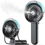 SWEETFULL Portable Misting Fan - 180 Foldable Handheld Personal Fan with Mist Spray, 3 Speeds, 30ml Water Tank, USB Rechargeable for Travel, Outdoors, Makeup, Camping, Home, and Office Use