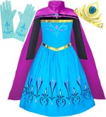 Cokos Box Girls Coronation Dress Costume Cape Gloves Tiara Crown Accessories Set