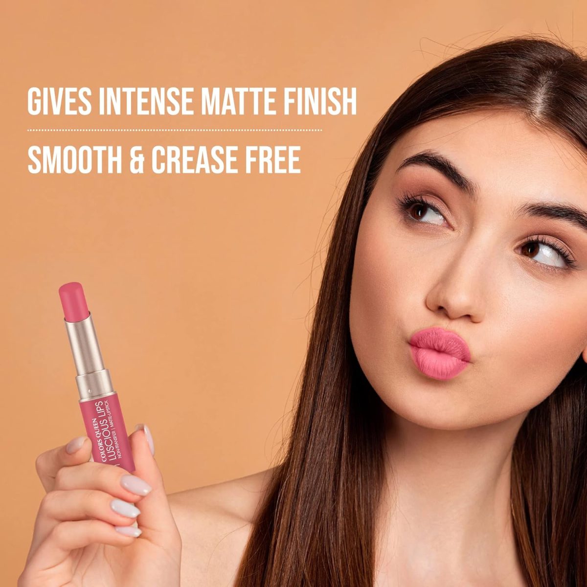 ⁦Colors Queen Luscious Lips - Non Transfer Creamy Matte Lipstick | Highly Pigmented with Smooth Application | Long Lasting Lipstick Waterproof | Smudge Proof Lipstick for Women (03 - Rosy Sunday - 3.5g⁩ - الصورة ⁦2⁩