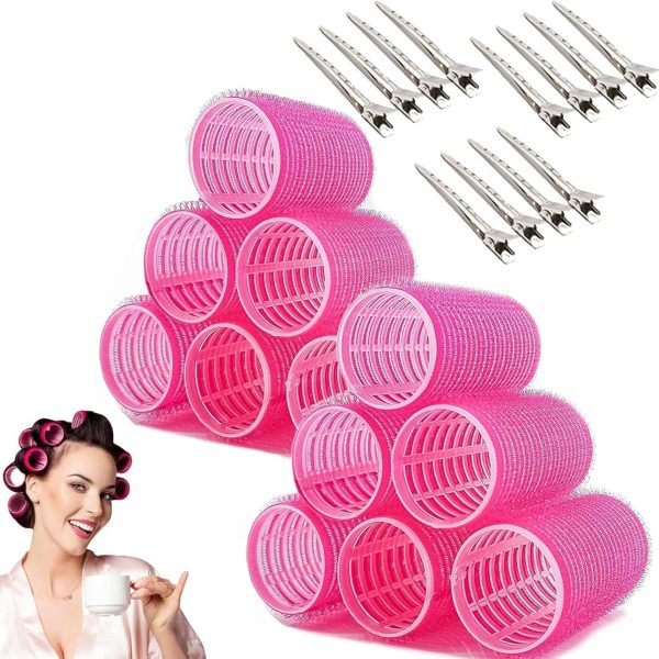ToolHouse Hair Curlers Rollers Set, 12PCS Curling Tubes and 12PCS Stainless Steel Hair Clips, Air Bangs Curling Tubes for Barber Shops, Homes and Salons