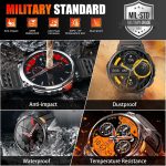 ⁦Military Smart Watches for Men with LED Flashlight 1.85" Large Screen 730mAh Big Battery Activity Tracker with Bluetooth Call Sport Modes Health Monitor Outdoor Tactical Smartwatch for iPhone Android⁩ - الصورة ⁦2⁩