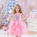 ⁦Tutu Dress for Girls Sequin Tulle Black White Pink Birthday Party Dresses for Toddler Kids Princess Fancy Sparkly Prom Outfit⁩ - الصورة ⁦4⁩