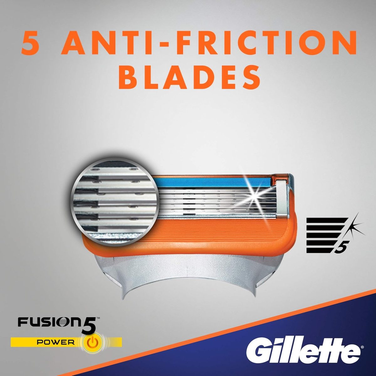 ⁦Gillette Fusion5 Power Men's Razor Blade Refills, 8 Count⁩ - الصورة ⁦4⁩