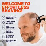 ⁦Freebird FlexSeries Pro Electric Head & Body Shaver - Mens Cordless Rechargeable Wet/Dry Skull Bald Head Back & Groin Waterproof Razor with Rotary Blades, Clippers, Nose Trimmer, Brush, Massager⁩ - الصورة ⁦2⁩