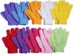 Bluejw 10 Pairs Exfoliating Gloves,Made of 100% Nylon,10 Colors Double Sided Exfoliating Gloves for Beauty Spa Massage Skin Shower Body Scrubber Bathing Accessories.
