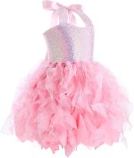 ⁦Tutu Dress for Girls Sequin Tulle Black White Pink Birthday Party Dresses for Toddler Kids Princess Fancy Sparkly Prom Outfit⁩ - الصورة ⁦3⁩