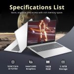 ⁦HP Pavilion 15.6" HD Touchscreen Laptop, Intel i3-1215U, 16GB RAM, 1.16TB Storage(1TB SSD+160GB Docking Station Set), Intel UHD Graphics, Num Pad, Webcam, Wi-Fi 6E, Win 11 Pro, Silver⁩ - الصورة ⁦3⁩