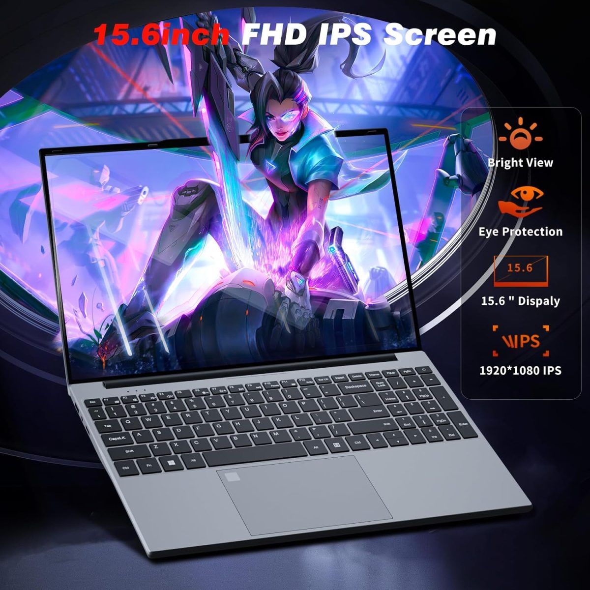 ⁦15.6 Inch Laptop, Laptops 16GB 512GB SSD, Laptop Computer N5095, Gaming Laptop, Traditional Laptop Computers 180 Angle Opening, Lap top Fingerprint Unlock Backlit Keyboard, 1920X1080 FHD IPS MINI-HDMI⁩ - الصورة ⁦3⁩