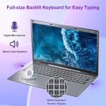 ⁦2025 Laptop 17 17.3 Inch HD+ for Students and Business, 16GB DDR5 RAM, 1TB SSD, Intel 4-Core N100(Beat to i3-1115G4, Up to 3.4GHz), Backlit Keyboard, Fingerprint, Type-C, MS Office, Windows 11 Pro⁩ - الصورة ⁦6⁩
