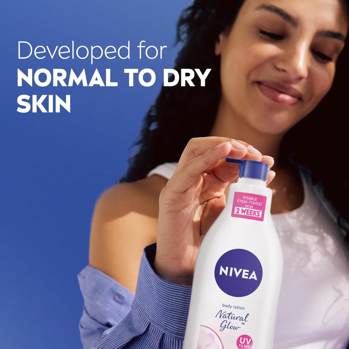 ⁦NIVEA Body Lotion for Normal to Dry Skin, Natural Glow, with Vitamin C and UV Filter, Moisturizes and Evens Skin Tone, 3x400ml⁩ - الصورة ⁦6⁩