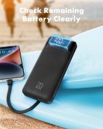 ⁦Charmast Power Bank with Built in Cables, 20000mAh USB C Battery Pack 5 Outputs 4 Inputs with LED Display Type C Powerbank,22.5W Fast Charging Portable Charger Compatible with Smartphones and More⁩ - الصورة ⁦7⁩