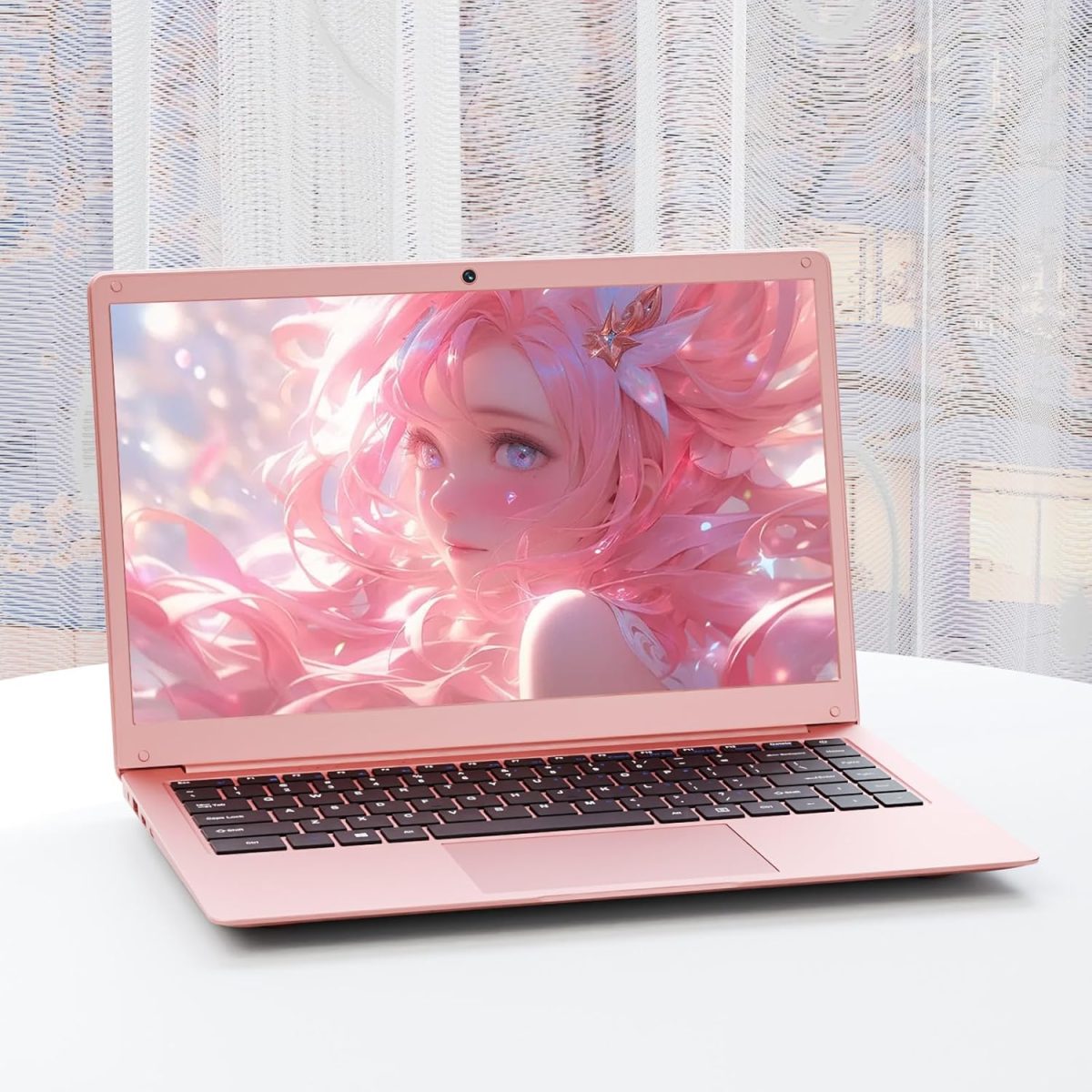 ⁦PONKLOIE Laptop Computer, 14" Windows Laptops 8GB RAM DDR4 128GB SSD Storage, Pink Laptop Celeron N4000 Processors, HD Screen Display Windows 11 for School Students Business (Pink-14“-Z141)⁩ - الصورة ⁦6⁩