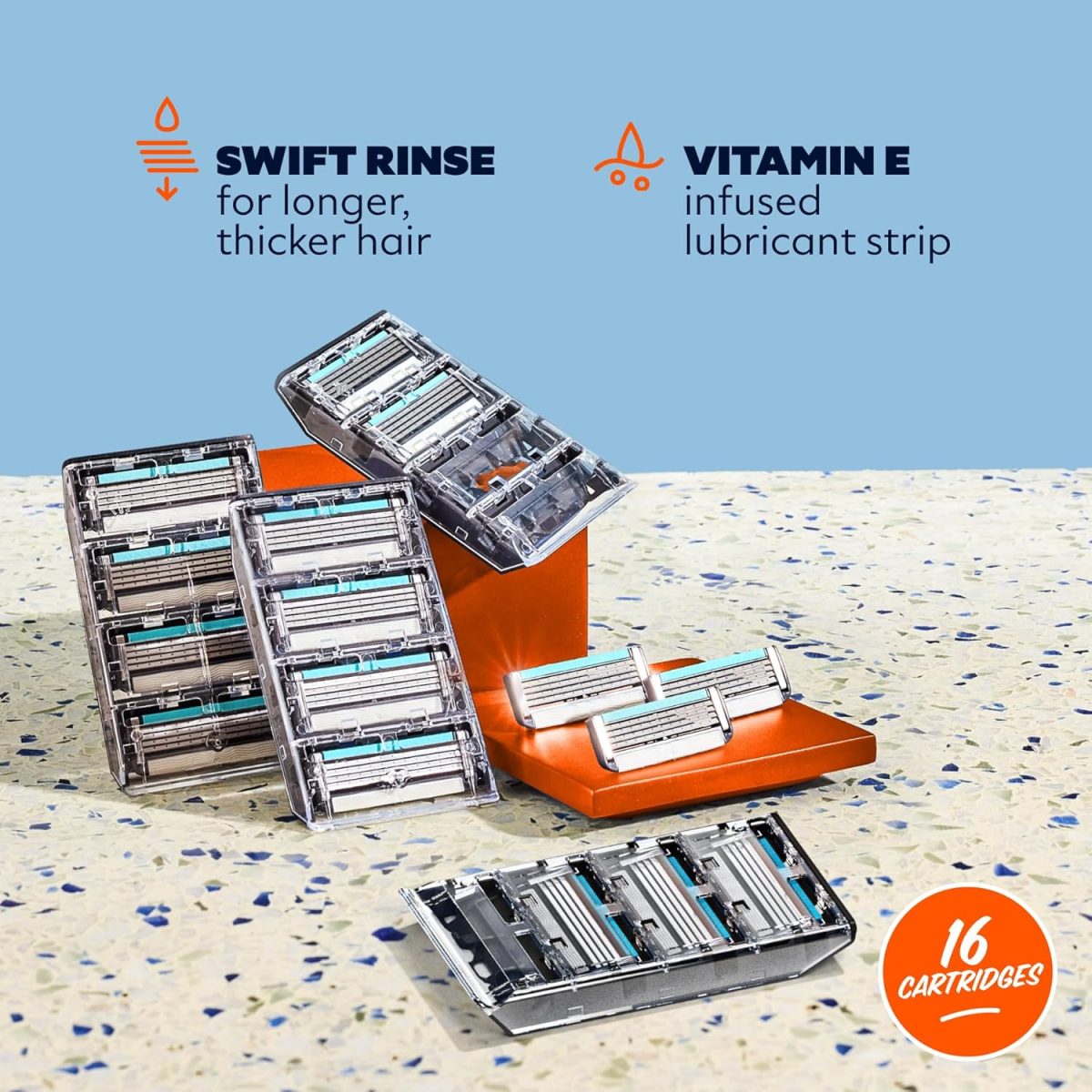 ⁦Dollar Shave Club | 4 Blade Club Series Razor Refill Cartridges, 16 Count | Precision Cut Stainless Steel Blades | NOT COMPATIBLE WITH HERITAGE/EXECUTIVE RAZOR HANDLES⁩ - الصورة ⁦2⁩