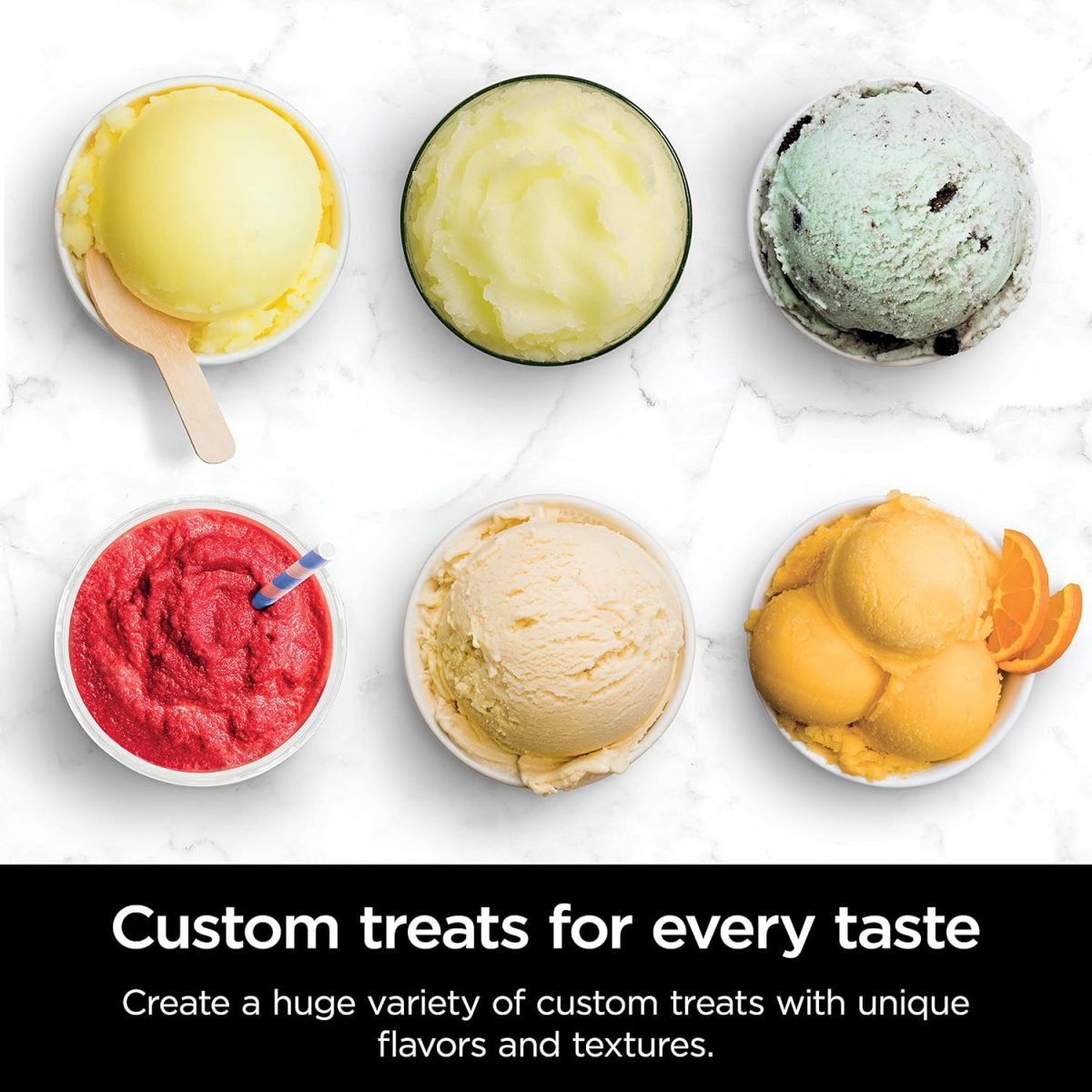 ⁦Ninja XSKPNTLTD2 CREAMi Deluxe Pints and Lids 2 Pack, Compatible with NC500 Series Ninja Creami Deluxe ice Cream Makers, BPA-Free & Dishwasher Safe, Coral & Yellow Lids⁩ - الصورة ⁦9⁩