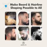 ⁦Aberlite Beard Shaper - Beard Lineup Tool W/Barber Pencil (White) - 100% Clear | Many Styles | Long Edges | Anti-Slip - The Ultimate Beard Shaping Tool (Blue) - Beard Stencil Guide - Works w/Trimmer⁩ - الصورة ⁦5⁩