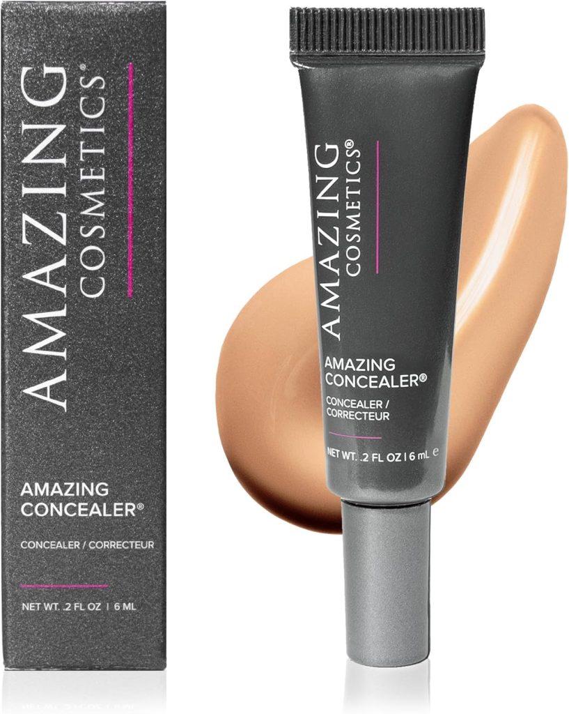 AmazingCosmetics Amazing Concealer, full coverage long wear concealer makeup for undereye dark circles, acne, blemishes and spots, color correcting shades, melts into skin for most natural finish